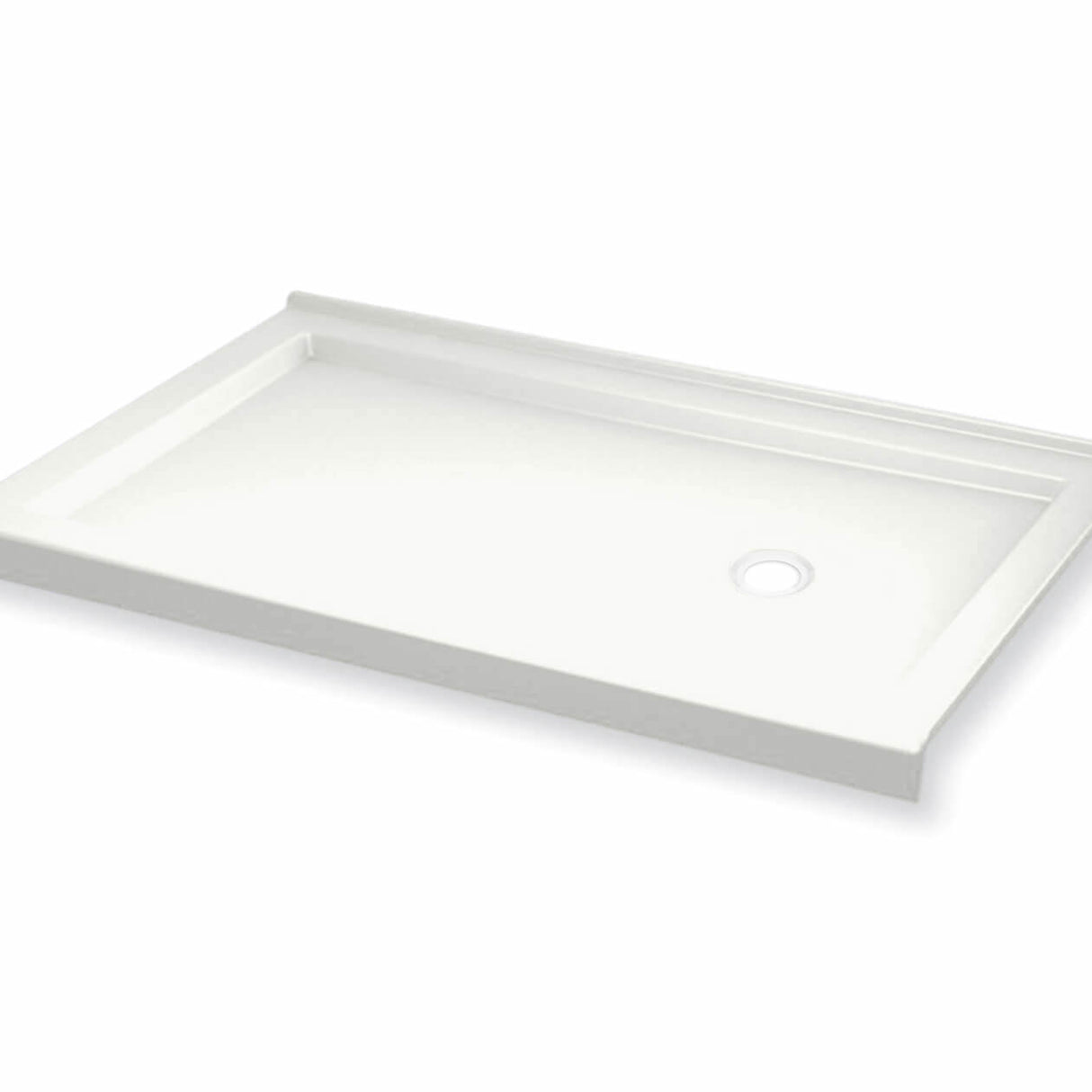 B3Round 6036 Acrylic Alcove Shower Base in White with Center Drain