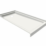 B3Round 6036 Acrylic Alcove Shower Base in White with Center Drain