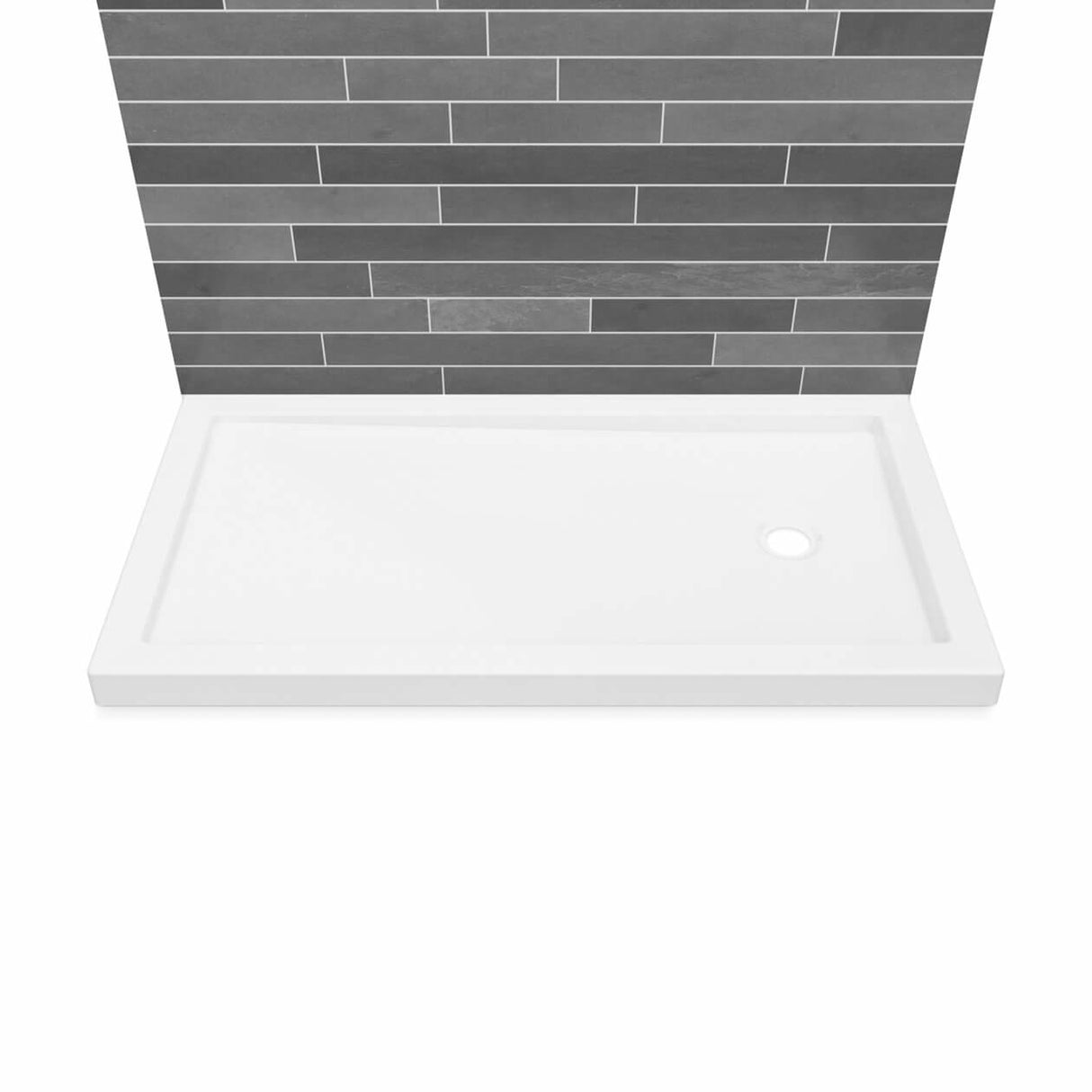 B3Round 6036 Acrylic Alcove Shower Base in White with Center Drain