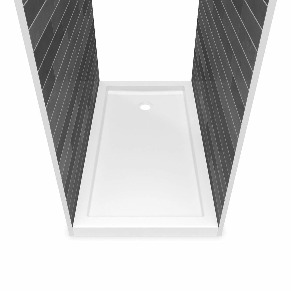 B3Round 6036 Acrylic Alcove Shower Base in White with Center Drain