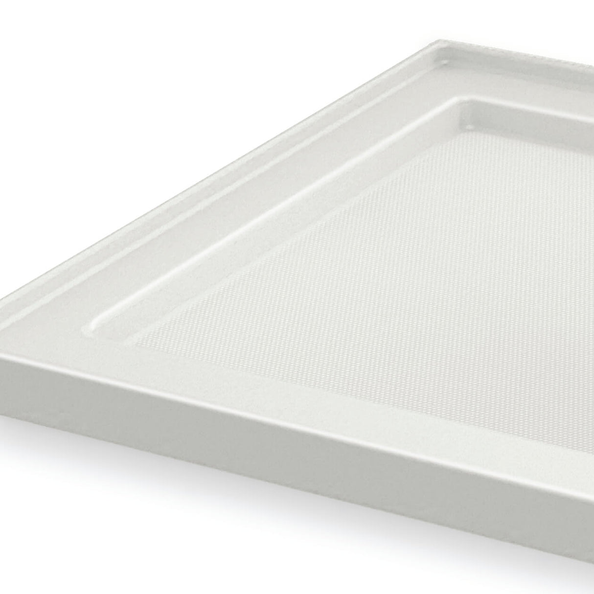 B3Round 6036 Acrylic Alcove Shower Base in White with Center Drain