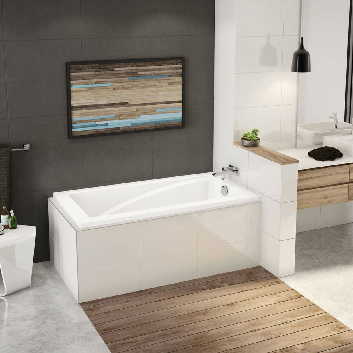 ModulR 6032 IF (With Armrests) Acrylic Corner Right Left-Hand Drain Bathtub in White