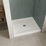 B3Round 4236 Acrylic Alcove Shower Base in White with Anti-slip Bottom with Center Drain