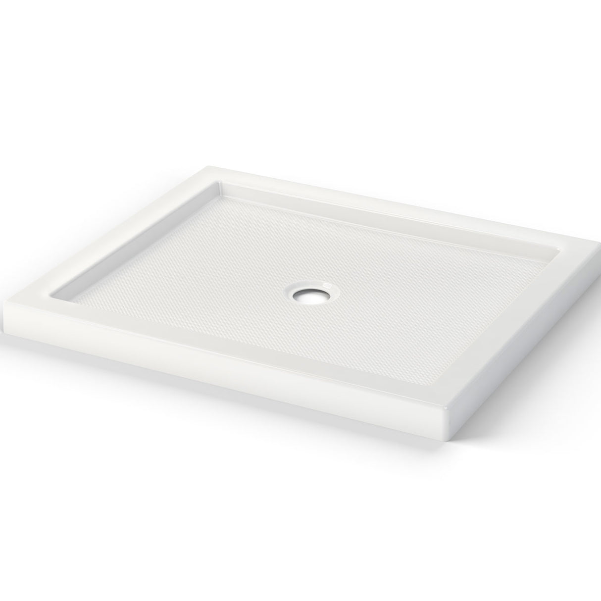 B3Round 4236 Acrylic Alcove Shower Base in White with Anti-slip Bottom with Center Drain