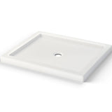 B3Round 4236 Acrylic Alcove Shower Base in White with Anti-slip Bottom with Center Drain