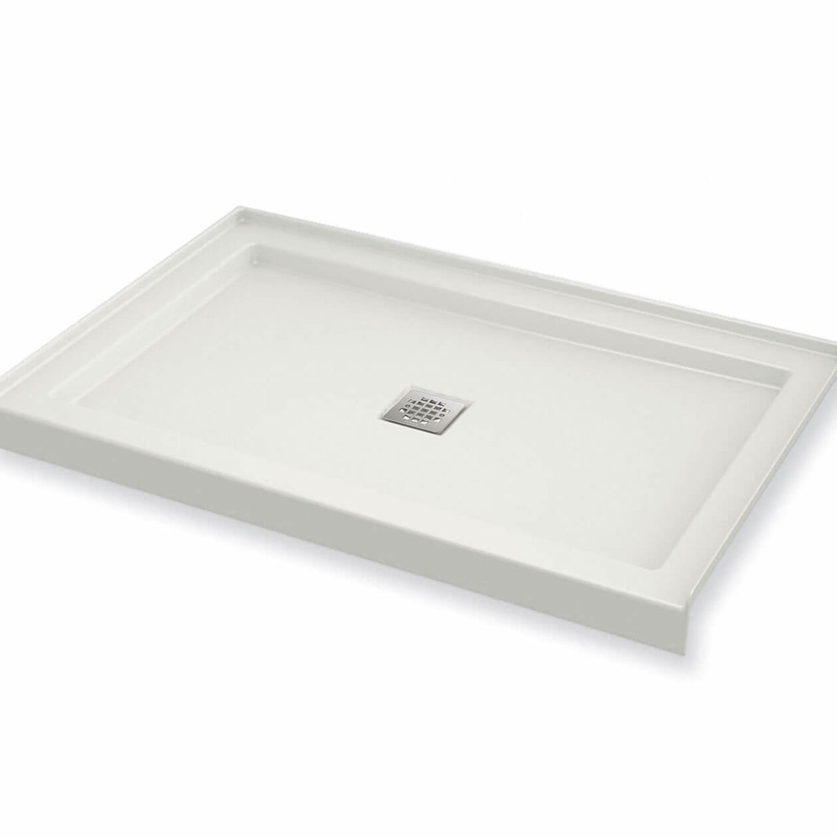 B3Square 4832 Acrylic Alcove Shower Base in White with Center Drain