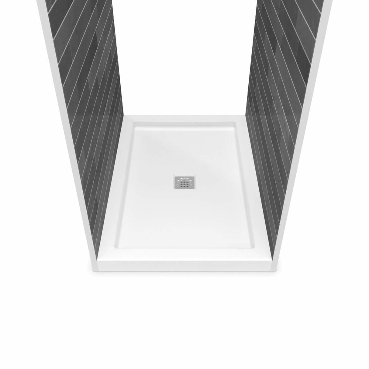B3Square 4832 Acrylic Alcove Shower Base in White with Center Drain