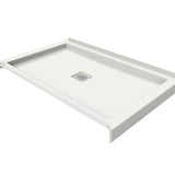 B3Square 4834 Acrylic Alcove Shower Base in White with Center Drain