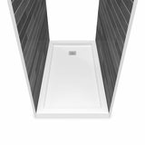 B3Square 6032 Acrylic Alcove Shower Base in White with Left-Hand Drain