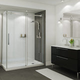 B3Square 6036 Acrylic Alcove Shower Base in White with Left-Hand Drain