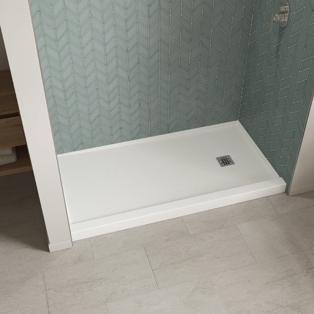 B3X 6032 Acrylic Alcove Shower Base with Right-Hand Drain in White