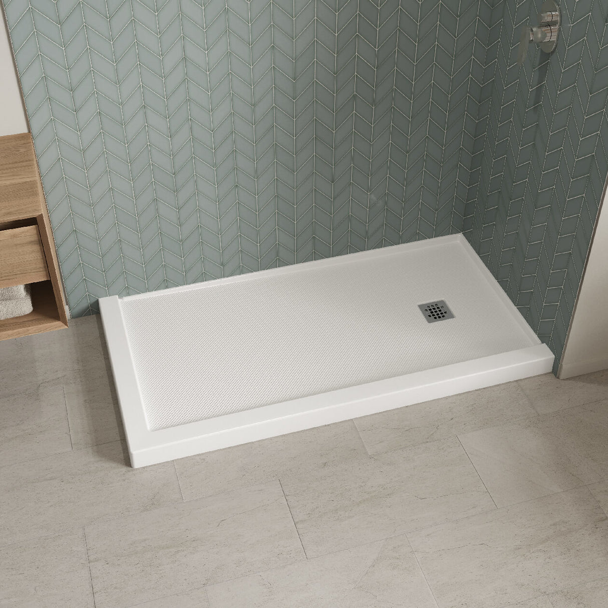 B3X 6032 Acrylic Corner Right Shower Base with Right-Hand Drain in White