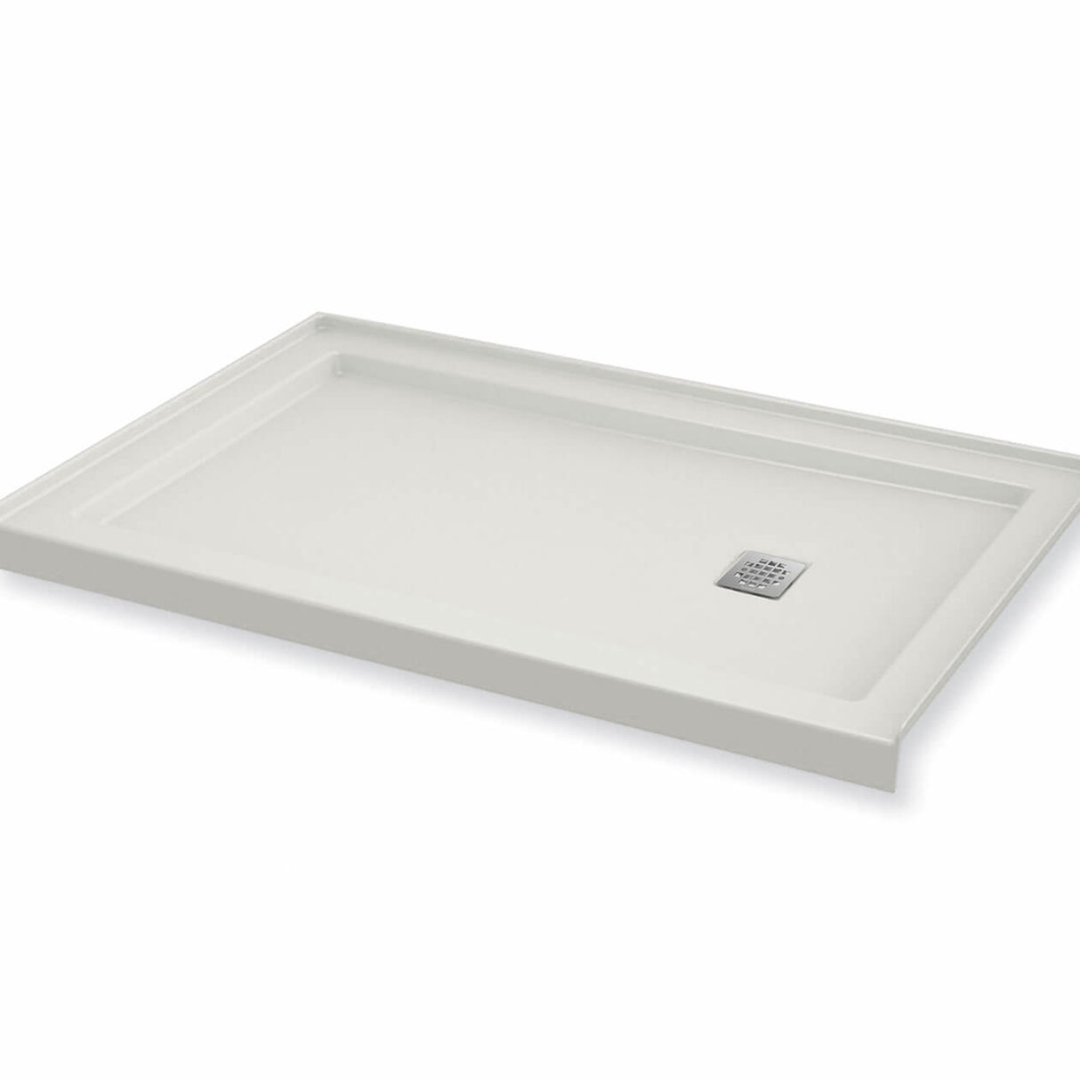 B3Square 6034 Acrylic Alcove Shower Base in White with Left-Hand Drain