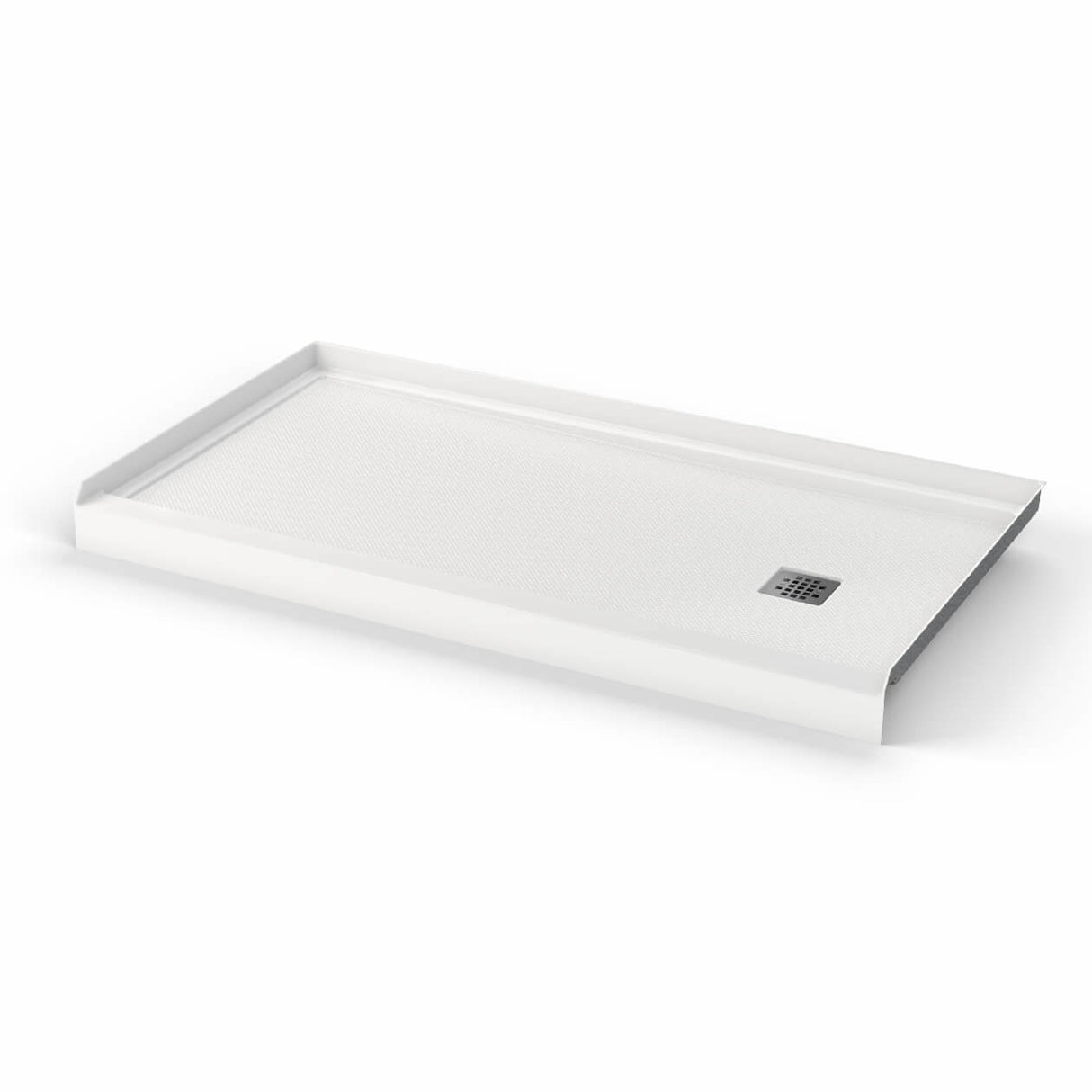 B3Square 6034 Acrylic Alcove Shower Base in White with Left-Hand Drain