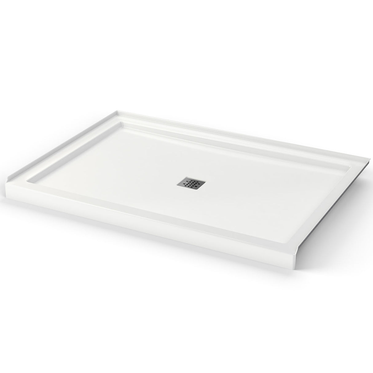 B3Square 6042 Acrylic Alcove Shower Base in White with Center Drain