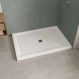 B3Square 6042 Acrylic Alcove Shower Base in White with Center Drain