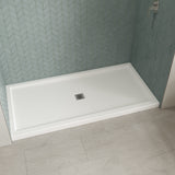 B3Square 7236 Acrylic Alcove Shower Base in White with Center Drain