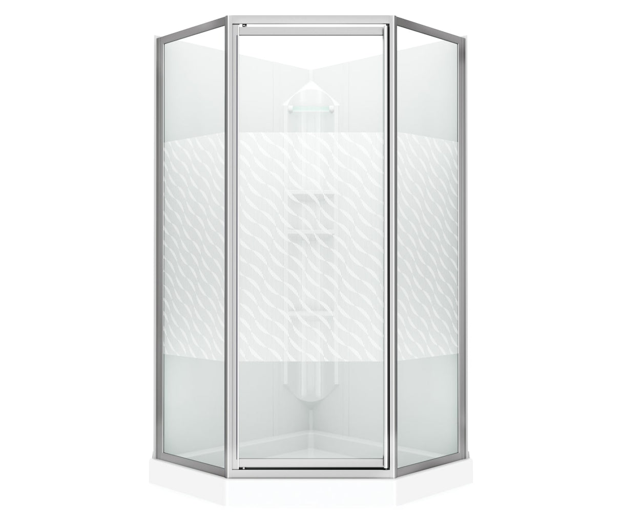 Himalaya 38 x 38 Polystyrene Center Drain Shower Kit in White with Design 47 glass in Chrome