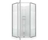 Himalaya 38 x 38 Polystyrene Center Drain Shower Kit in White with Design 47 glass in Chrome