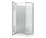 Himalaya 38 x 38 Polystyrene Center Drain Shower Kit in White with Design 47 glass in Chrome