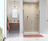 Manhattan 47-49 x 68 in. 6 mm Pivot Shower Door for Alcove Installation with Clear glass & Round Handle in Chrome