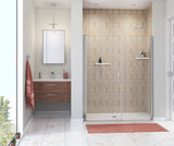 Manhattan 55-57 x 68 in. 6 mm Pivot Shower Door for Alcove Installation with Clear glass & Round Handle in Chrome