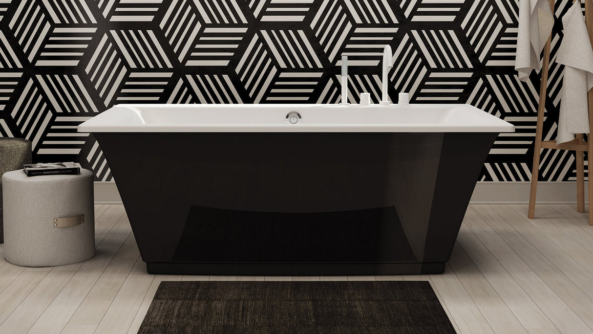 Optik 6636 F Acrylic Freestanding Center Drain Bathtub in White with White Skirt