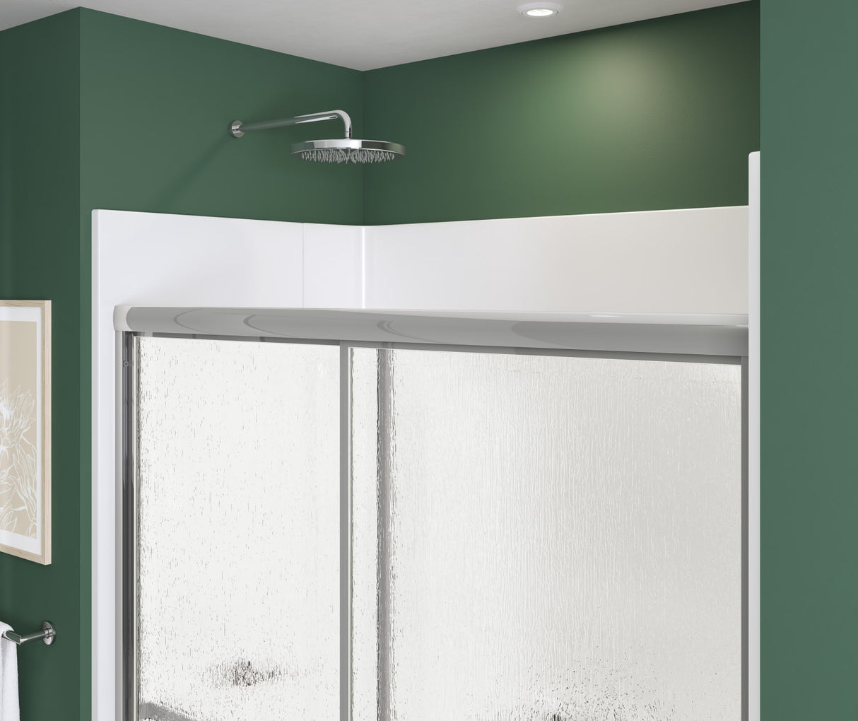 Polar 42-47 ½ in. x 68 in. Bypass Shower Door for Alcove Installation with Raindrop glass in Chrome