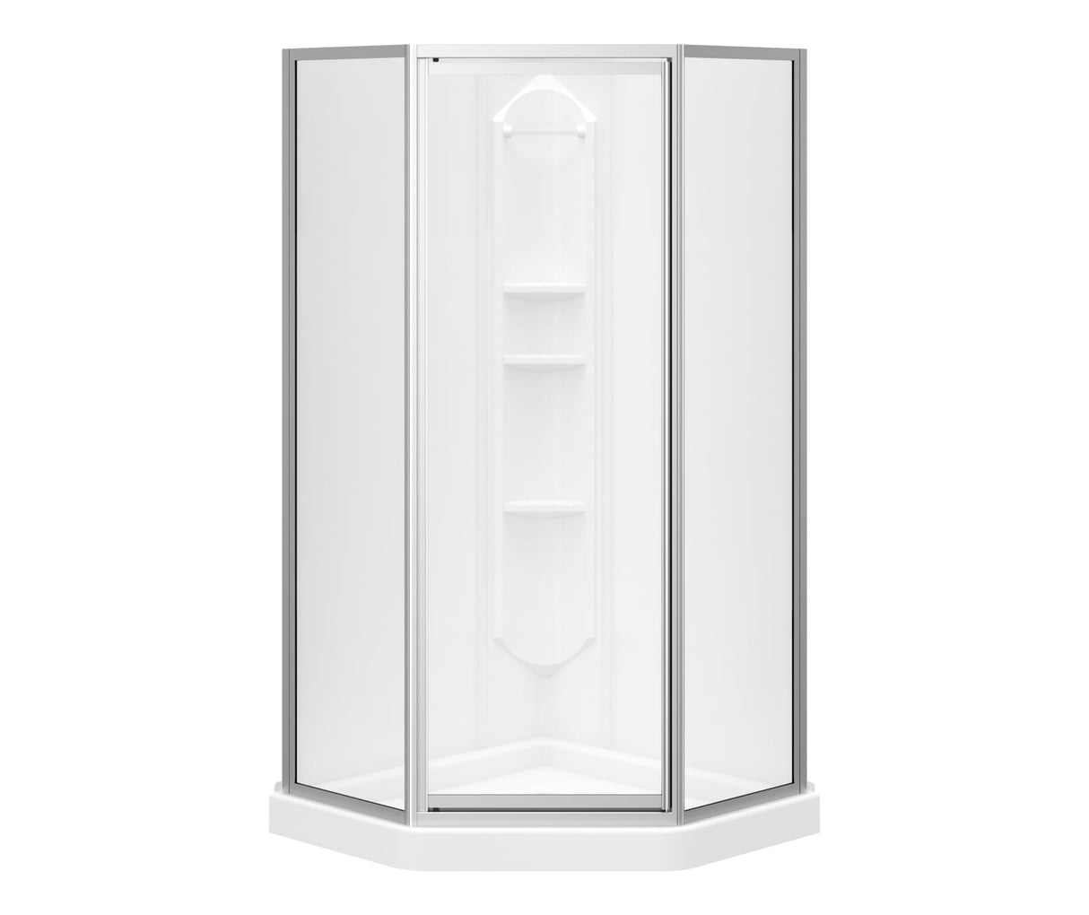 Summit 38 x 38 Polystyrene Center Drain Shower Kit in White with Centre Silk glass in Chrome