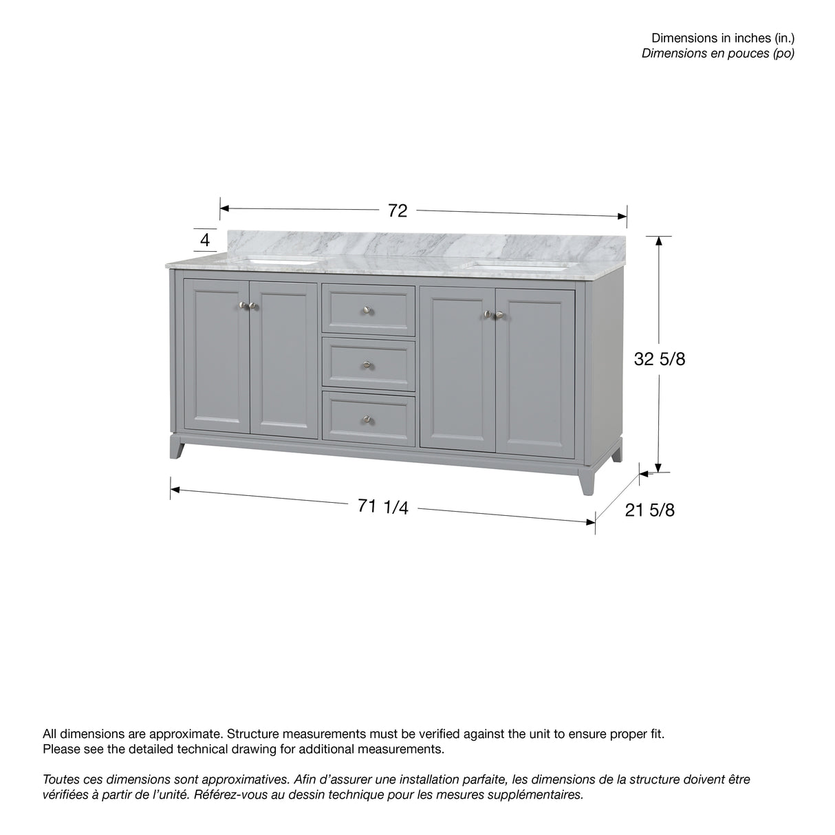 Vanuria 72 in. Vanity