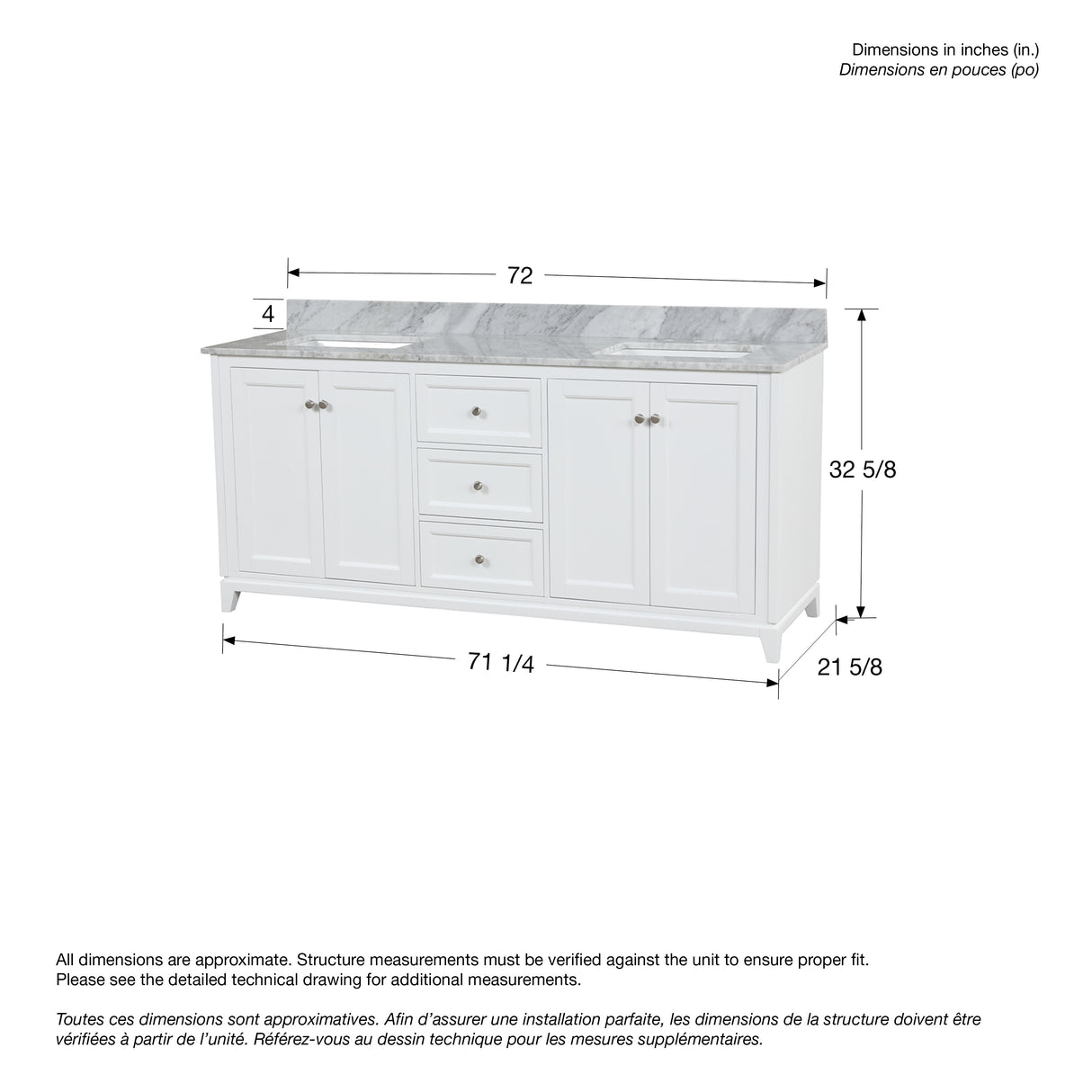Vanuria 72 in. Vanity