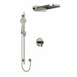 Type T/P (thermostatic/pressure balance) " coaxial 3-way system with hand shower rail and rain and cascade shower head