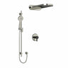 Type T/P (thermostatic/pressure balance) " coaxial 3-way system with hand shower rail and rain and cascade shower head