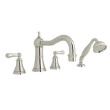 Georgian Era 4-Hole Deck Mount Tub Filler With Column Spout