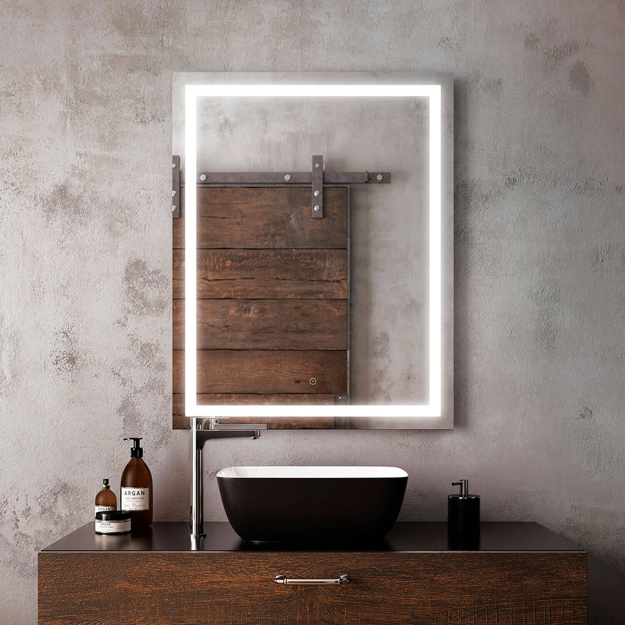 EFFECT Rectangle LED Lighting Mirror 30 x 38 With Frosted Strip Inside and 2-Tones Touch Switch