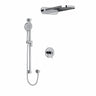Type T/P (thermostatic/pressure balance) ½" coaxial 3-way system with hand shower rail and rain and cascade shower head