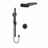 Type T/P (thermostatic/pressure balance) " coaxial 3-way system with hand shower rail and rain and cascade shower head