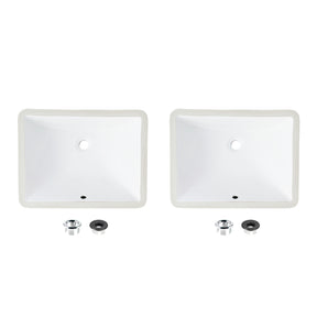 20.75" W x 15.5" D Porcelain Rectangular Undermount Bathroom Sink Set of 2