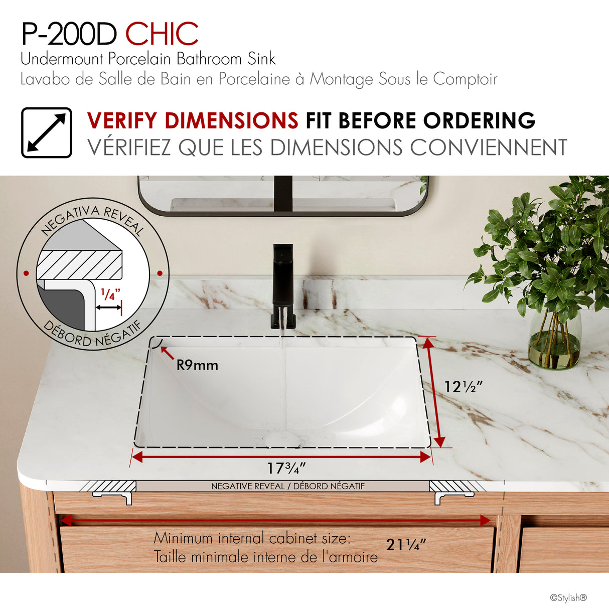 20.75" W x 15.5" D Porcelain Rectangular Undermount Bathroom Sink with Pop up Drain