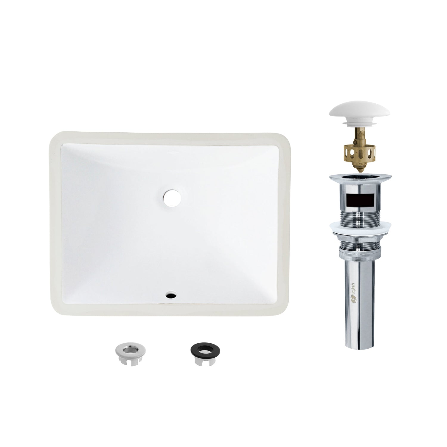 1825 W X 13 D Porcelain Rectangular Undermount Bathroom Sink With Pop Up Drain