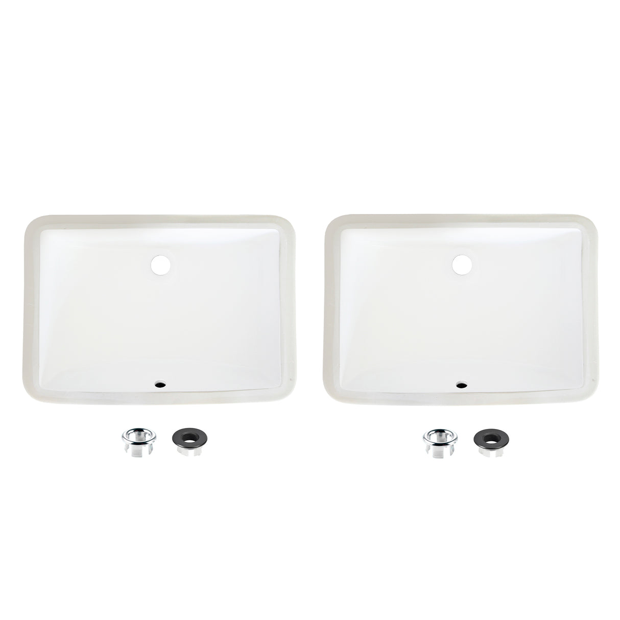 21.25" W x 14.5" D Porcelain Rectangular Undermount Bathroom Sink Set of 2