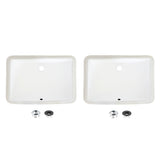 21.25" W x 14.5" D Porcelain Rectangular Undermount Bathroom Sink Set of 2