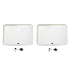 21.25" W x 14.5" D Porcelain Rectangular Undermount Bathroom Sink Set of 2