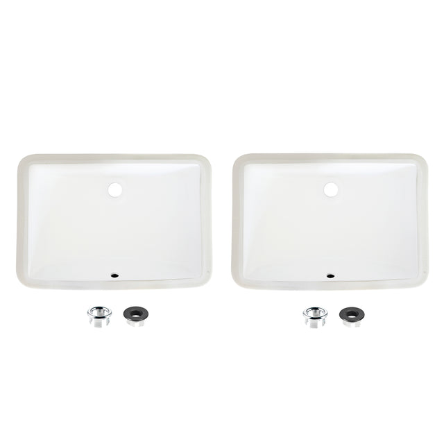 21.25" W x 14.5" D Porcelain Rectangular Undermount Bathroom Sink Set of 2