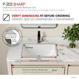 21.25" W x 14.5" D Porcelain Rectangular Undermount Bathroom Sink Set of 2