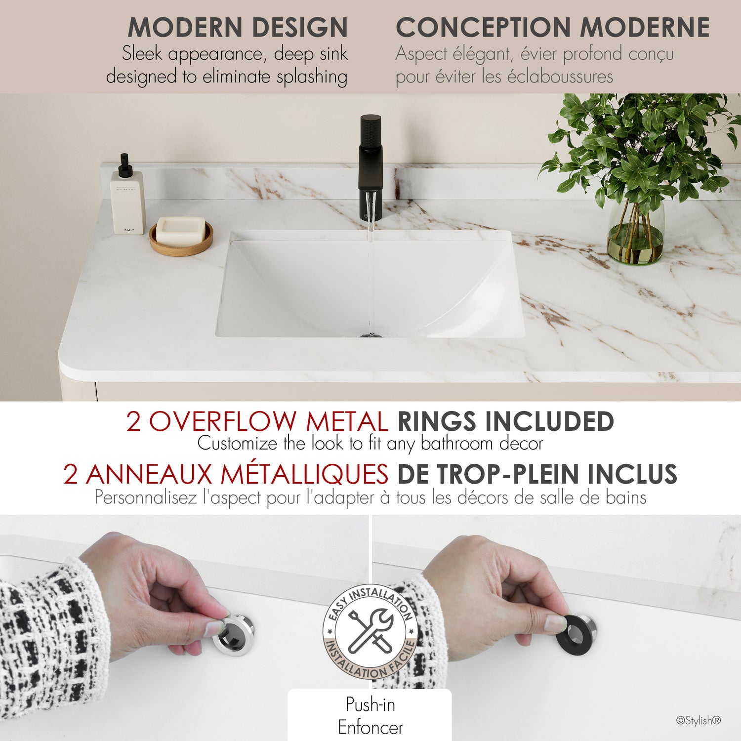 21.25" W x 14.5" D Porcelain Rectangular Undermount Bathroom Sink Set of 2