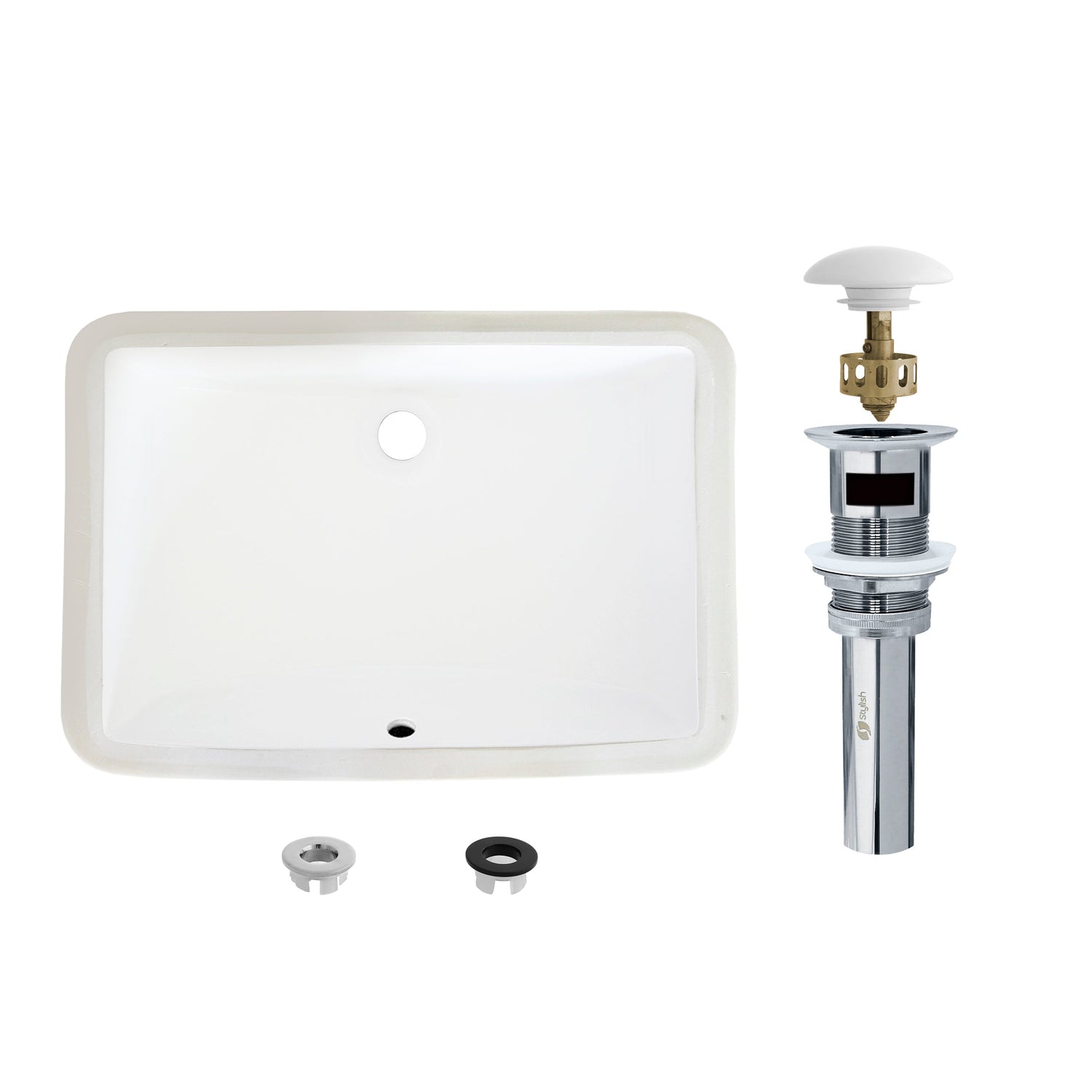 2125 W X 145 D Porcelain Rectangular Undermount Bathroom Sink With Pop Up Drain