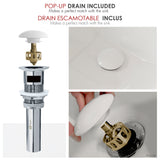21.25" W x 14.5" D Porcelain Rectangular Undermount Bathroom Sink with Pop up Drain