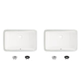 18" W x 12" D Porcelain Rectangular Undermount Bathroom Sink Set of 2