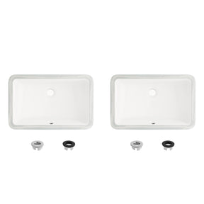 18" W x 12" D Porcelain Rectangular Undermount Bathroom Sink Set of 2